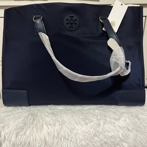 Authentic Tory Burch Ella Nylon Tote Navy Blue